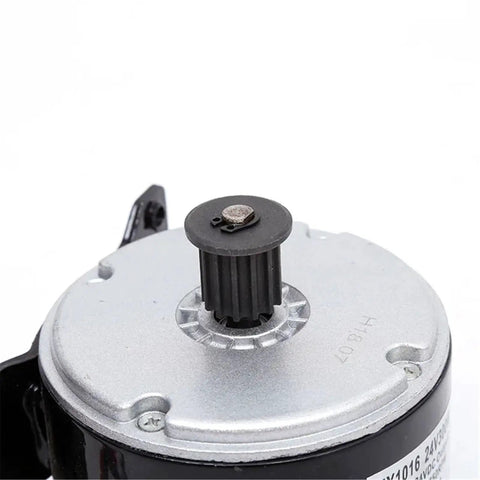 Close-up of the 24V 300W DC Motor Integrating A Synchronized Pulley And Lightweight Gear Reducer My1016 for electric scooters.