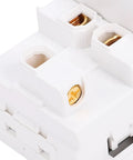 Sleek White Wall Outlet With Matching Backplate 15 Amp Electrical Receptacle showing internal connectors and clean design.