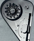 Close-up of Easy Turn Gear Kit for 65 Gallon RSI Compost Tumbler Retrofit Kit with black and green gear system and handle.