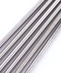 Close-up view of 3D Printer Upgrade T8 Lead Screw With Copper Nut, 2mm Pitch, 8mm Lead, Stainless Steel Trapezoidal Thread Rod, Length 100mm To 1000mm.
