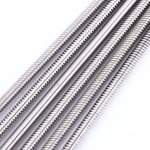 Close-up view of 3D Printer Upgrade T8 Lead Screw With Copper Nut, 2mm Pitch, 8mm Lead, Stainless Steel Trapezoidal Thread Rod, Length 100mm To 1000mm.