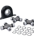 Ford Beefy Driveshaft Carrier Bearing And U Joint Kit For 1999 2010 F 250 F 350 Super Duty parts and clips displayed