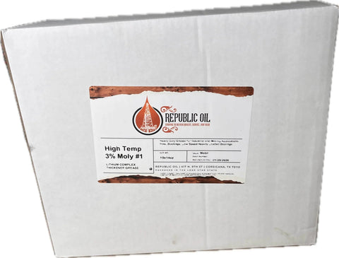 Heavy Duty High Temp 3 Percent Moly EP Lithium Complex Grease For Extreme Pressure Machinery Number One Moly Lithium Complex Thickener 520 F Drop Point Ten Tubes Pack box