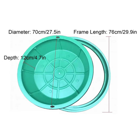 Built Tough Invisible Manhole Cover For Outdoor Use, Durable Resin Drainage Basin Lid, diameter 70cm, depth 12cm