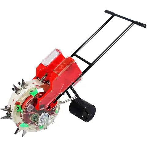 Handheld Seed And Fertilizer Spreader With Dual Buckets Easy Push Roller Seeding Tool For Simultaneous Sowing And Fertilizing Five Port Seeder