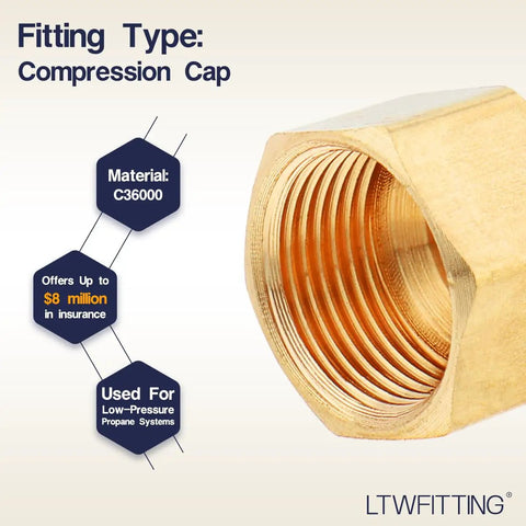 Three Eighths Inch Brass Compression Cap For Tubing Pack Of 10 Durable Brass End Caps For Compression Tubing Not For Pipe Tubing Eight Grams Each OD Three Eighths Inch Easy Install showing inside view