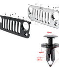 Top Notch 25 Pack Grille Push Pin Retainer Clips And Bumper Cover Fastener Rivets Tough As Nails Automotive Hardware Simple Swap For Jeep Wrangler And Grand Cherokee Fix It Fast Auto Parts Kit including black grille panel and push pin fastener.