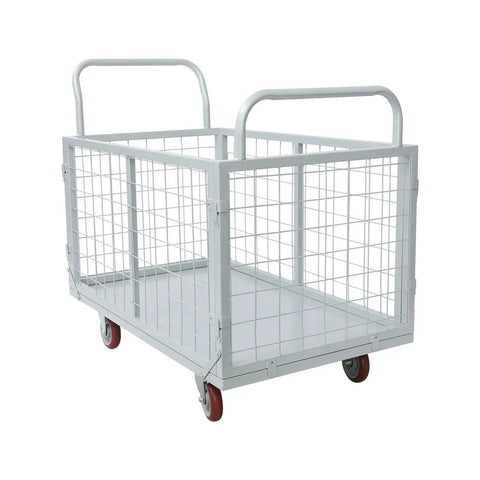 1800 Lbs 4 In 1 Convertible Platform Cart Truck Utility Transport Trolley With Beefy Steel Frame And Easy Steering 2 Swivel Braking Wheels And 2 Directional Wheels For Heavy Loads, gray steel mesh cart