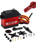 Heavy Duty 35KG High Torque Digital Servo Runs Slick With Full 360 Degree Rotation And Waterproof Coreless Motor paired with 25T metal arm accessories.