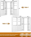 Hella Spacious Corner Closet Organizer Featuring Heavy Duty Drawers And Ample Shelving For Big Time Wardrobe Management To Quickly Square Away Your Cluttered Nooks Today, showing styles and dimensions.