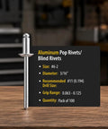 Top Shelf Aluminum Blind Pop Rivets Heavy Duty Fastener Pack 3/16 inch diameter for car panels and fence repairs.