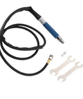 Pencil Die Grinder Air Tool Hits Hard With 70000 RPM And Adjustable Settings For Quick Engraving with a hose and wrenches.