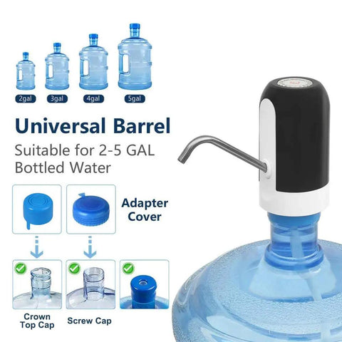 5 Gallon Electric Water Dispenser Pump For 2 To 5 Gallon Jugs, USB Rechargeable Water Bottle Pump with adapter for screw or crown cap.