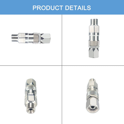 360 Degree Rotating Stainless Steel Swivel Joint For Airless Paint Sprayers And Hose High Pressure Spray Gun Connector Accessory One Quarter Inch Pro Grade Heavy Duty That Reduces Wrist Strain And Hose Kinking, stainless steel 1/4 in swivel connector
