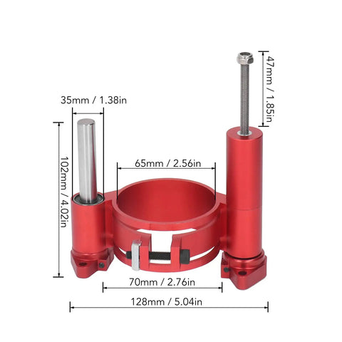 Pro Grade Router Table System With Aluminum Alloy Lift showing red router lift platform dimensions and specifications for woodworking bench use.