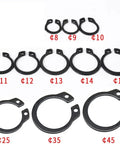 External Retaining Rings Black C Type Circlip For Shafts M4 To M8 And M70 Carbon Steel Snap Rings 39mm High Hardness displayed.