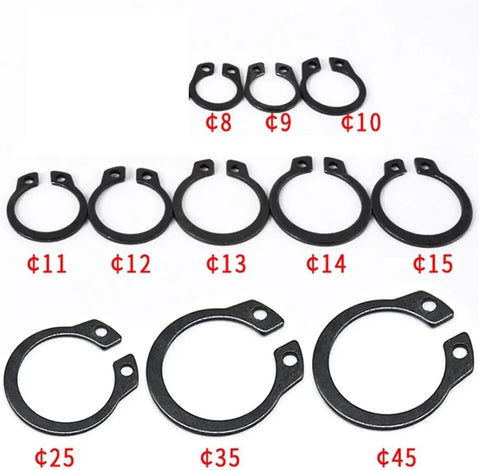 External Retaining Rings Black C Type Circlip For Shafts M4 To M8 And M70 Carbon Steel Snap Rings 39mm High Hardness displayed.