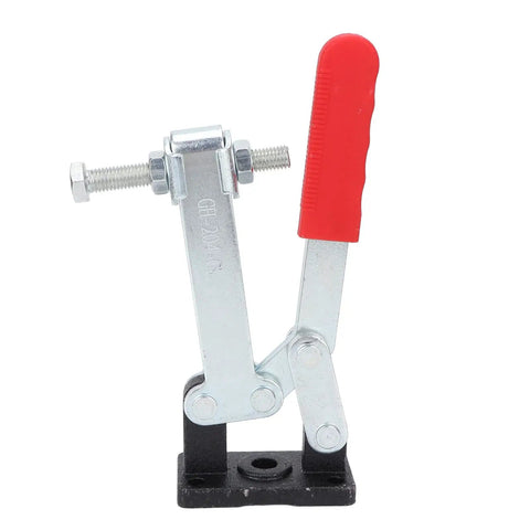 Heavy Duty Toggle Clamp With Quick Release For Metal Plates And Circuit Boards - Built Tough Clamping Power For Welding, Machine Ops, And PCB Mounting, 91 Degree Press Handle Opening And 94 Degree Handle Opening For Versatile Secure Hold, side view