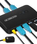 Two PC HDMI USB KVM Switch For Sharing A 4K Monitor Keyboard Mouse And Printer With Two Cables Included, button visible