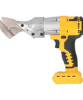 Heavy Duty Brushless Cordless Metal Shear Cutter With 360 Degree Head And 20V Li Ion Battery for cutting metal, featuring metal blade.