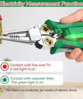 Premium Ergonomic Wire Stripper With Padded Grip For Clean Insulation Removal On Multi Size Cables, showing electricity measurement function.