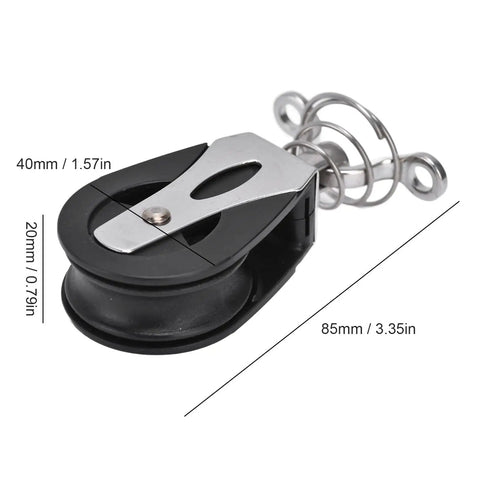 Rugged Nylon Sheave Block Head for Sailboats and Fitness Gear, 316 stainless marine grade, 1500 lb working load, low friction