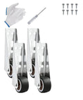 Heavy Duty Vertical Track Roller Wheels For Sliding Doors Featuring Silky Smooth Glide Rubber Casters As Bottom Guides To Fix Sticking Tracks And Level Up Your Closet Setup Without The Hassle Four Pack with gloves and screws