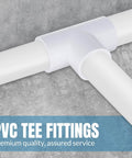 Three Way PVC Tee Fittings 3/4 Inch Furniture Grade Connectors showcasing smooth finish and 1.05-inch diameter for DIY projects.
