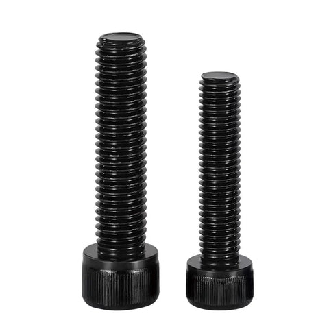 12.9 Grade M2.5 X 25mm Hex Socket Head Cap Screws Black Oxide Alloy Steel Metric Machine Bolts, two sizes shown.