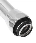 Close-up of the chrome connector of the Foot Pump Faucet Kit - Hands-Free Foot Control Kitchen Tap Flexible Hose Contactless Design.
