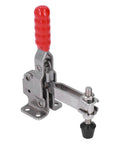 Top Tier Stainless Steel Arrow Storage Case Toggle Clamp With Durable Adjustable Latch For Heavy Duty Mechanical Equipment And Home DIY Projects You Need, with red grip and metal base.