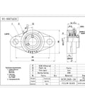 Technical drawing of Flange Mounted Pillow Block Bearings Pack Of 2 Heavy Duty Chrome Steel Housed With 1 Inch Bore Self Aligning UCFL20516.