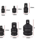 Ultimate Socket Adapter Driver And Wrench Conversion Kit With Versatile Multi Size Connection System For Fast Tool Sleeve Switching High Pressure Resistant Build You Totally Gonna Love This Gear, 6pc black steel adapters with sizes shown