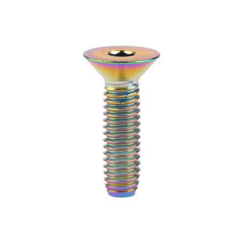 Titanium M4x15mm Countersunk Flat Head Hex Socket Cap Screw, Multicolor, front view, 6Al4V Titanium Alloy DIN7991 for bikes