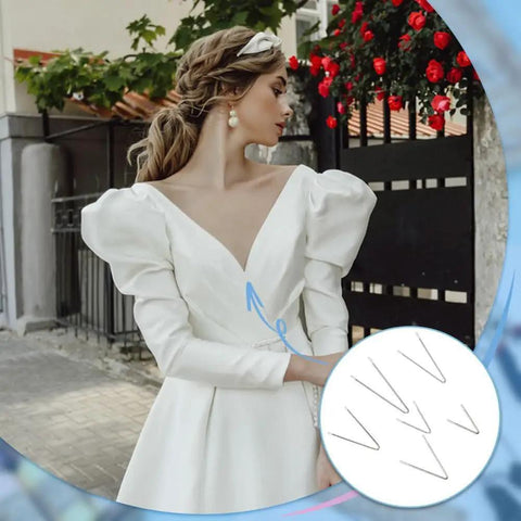 V Shaped Stainless Steel Bra Wires Replacement Kit displayed with elegant dress background