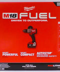 Packaging of Variable Speed Hammer Drill Driver Kit With One Half Inch Chuck, M18 Fuel Toughness, highlighting key features.