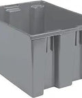 Nest And Stack Plastic Storage Tote Set 3 Pack, Heavy Duty Durable Totes In Gray, 29-1/2 In L x 19-1/2 In W x 15 In H, shown in close-up