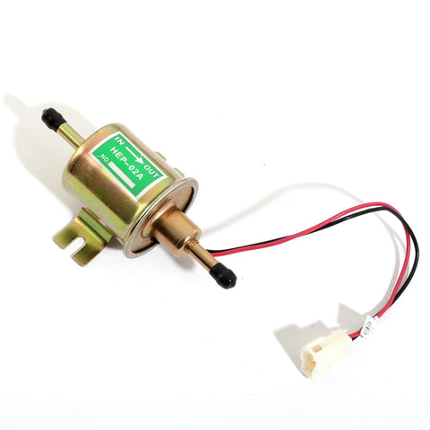 12V Universal Inline Fuel Pump Low Pressure 2.5 To 4 PSI, 30 GPH, 8mm Hose, suitable for small engines, with connector wires