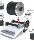 Rock Tumbler Polisher Kit With Electric Gem Grinder Detachable DIY Stone Polisher For Kids Of All Ages shown with lid removal steps
