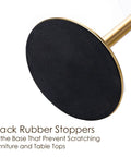 Close-up of black rubber stoppers on the base of a Lit Cordless Table Lamp With USB Rechargeable Battery 12 Inch Brass LED Desk Light.