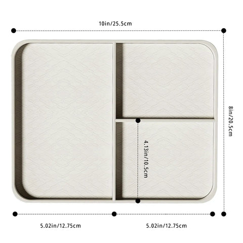 Premium PU Leather Jewelry And Key Organizer Grab-And-Go Tray dimensions with three compartments
