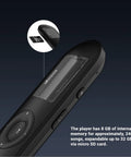 8GB USB MP3 Player With FM Radio Expandable To 32GB showing microSD card slot, black design, close-up view.
