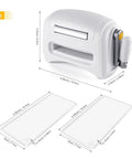 Portable Manual Die Cutting And Embossing Machine For DIY Crafting Hand Operated Paper Card Scrapbook Die Cutter shown with dimensions