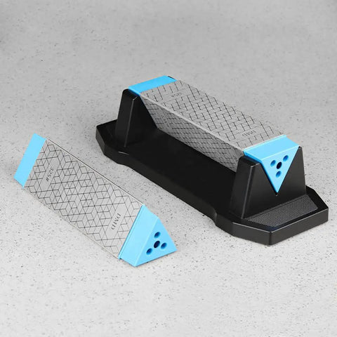 Diamond Whetstone Knife Sharpener With 3 Grit Levels 150 Coarse, 325 Medium, 1200 Extra Fine, shown with diamond-coated plates.