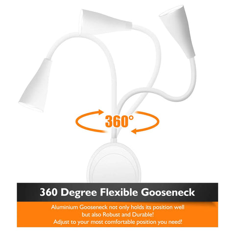 Total Game Changer Led Wall Mount Reading Lamp With Touch Panel And Five Dimmer Settings For Peak Cozy Vibes Includes Usb Charge Port Smart Night Timer And Flexible Gooseneck Design In Clean White with 360-degree flexibility