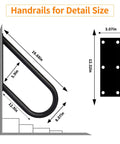 Rugged 20 Inch Wall Mount Hand Rail For Outdoor Steps Non Slip U Shape Stair Railing For 1 To 3 Steps dimensions guide