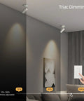 LED Dimmable Ceiling Spotlight Gallery Style Indoor Accent Picture Light Hardwired Surface Mount Adjustable Directional Beam With Replaceable GU10 Bulb 7W 3000K For Living Room Hallway Corridor White showing triac dimming adjustment.