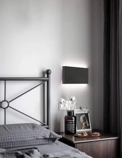 Black LED Wall Lamp For Hallway And Bedroom 10W Up And Down Sconce All Metal Aluminum Housing 12 Inch Stairwell Wall Light beside bed
