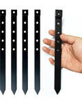 Hand holding 24 Pack 10 Inch Heavy Duty Metal Landscape Edging Stakes Galvanized Spikes For Landscaping Concrete Forms