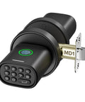Fingerprint Door Knob With Keypad And Biometric Unlock, Three In One Keyless Entry For Interior Doors, Auto Lock After Inactivity, MD1 Black